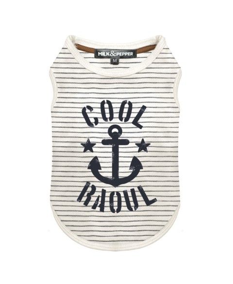 T-Shirt Raoul rayé écru et gris anthracite pour chiens - Milk&Pepper